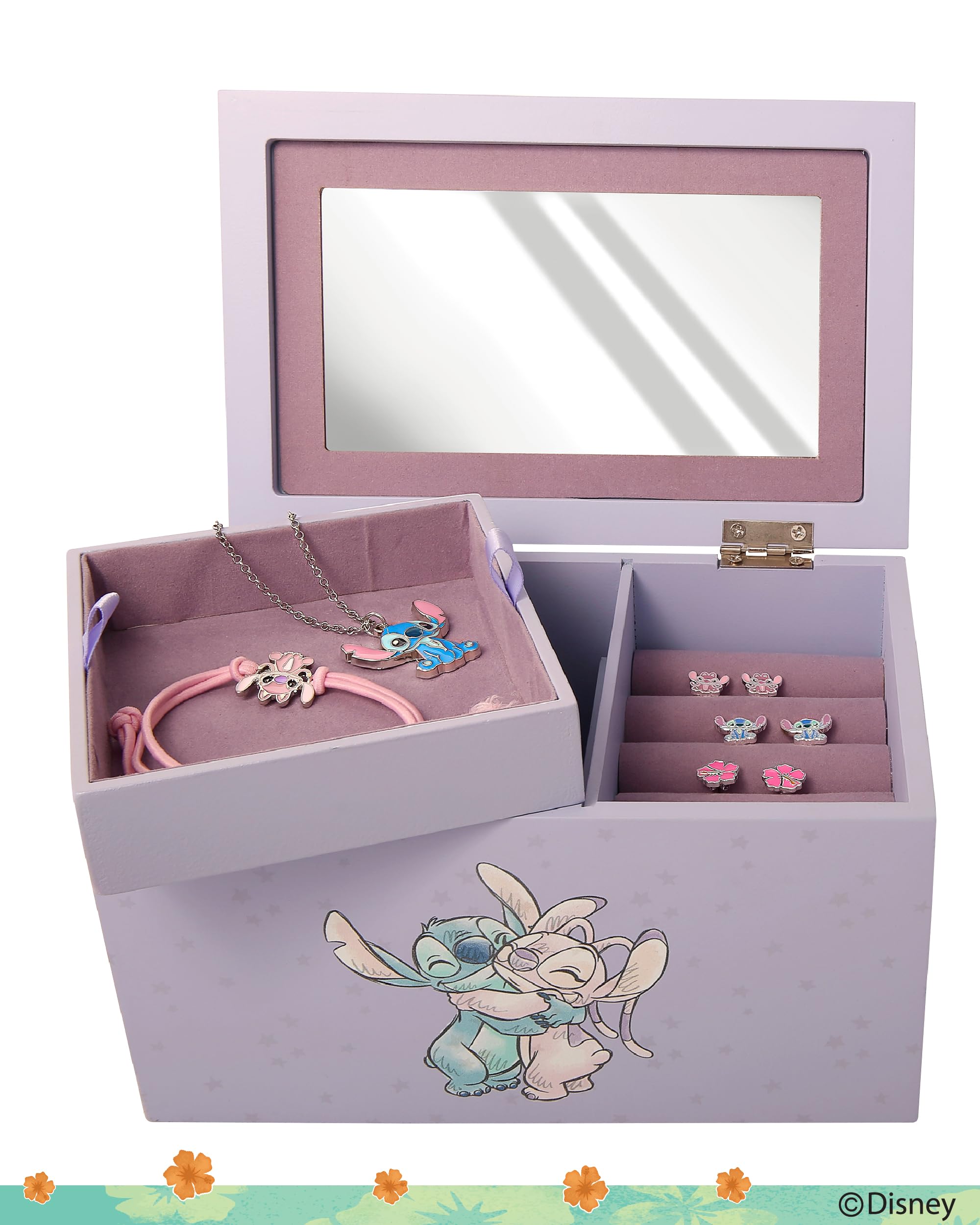 Amazon｜Disney Stitch and Angel ジュエリーボックス、トレイ付き